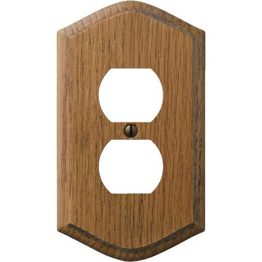 Amerelle 1-Gang Solid Oak Country Outlet Wall Plate, Medium Oak