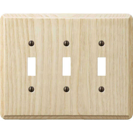 Amerelle 3-Gang Solid Ash Toggle Switch Wall Plate, Unfinished Ash